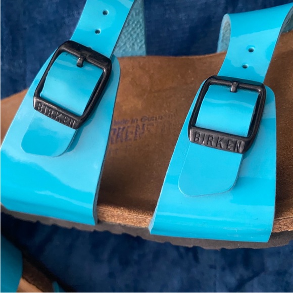 ☀️Birkenstock Arizona 6 Turquoise Patent Leather Sandals with Double Straps ☀️ - Picture 8 of 12